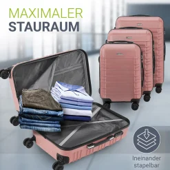 Hartschalen Kofferset Rom 3 & 4 tlg. Set mit schlagfester ABS-Hartschale, 360° Rollen