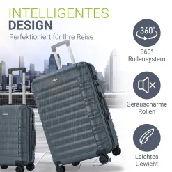 Hartschalen Kofferset Rom 3 & 4 tlg. Set mit schlagfester ABS-Hartschale, 360° Rollen