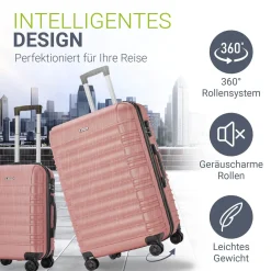 Hartschalen Kofferset Rom 3 & 4 tlg. Set mit schlagfester ABS-Hartschale, 360° Rollen