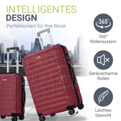 Hartschalen Kofferset Rom 3 & 4 tlg. Set mit schlagfester ABS-Hartschale, 360° Rollen