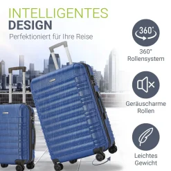 Hartschalen Kofferset Rom 3 & 4 tlg. Set mit schlagfester ABS-Hartschale, 360° Rollen
