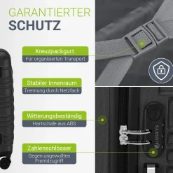 Hartschalen Kofferset Rom 3 & 4 tlg. Set mit schlagfester ABS-Hartschale, 360° Rollen