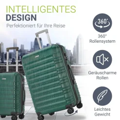 Hartschalen Kofferset Rom 3 & 4 tlg. Set mit schlagfester ABS-Hartschale, 360° Rollen