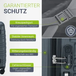 Hartschalen Kofferset Rom 3 & 4 tlg. Set mit schlagfester ABS-Hartschale, 360° Rollen