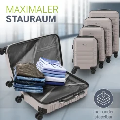 Hartschalen Kofferset Rom 3 & 4 tlg. Set mit schlagfester ABS-Hartschale, 360° Rollen