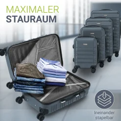 Hartschalen Kofferset Rom 3 & 4 tlg. Set mit schlagfester ABS-Hartschale, 360° Rollen