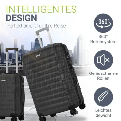 Hartschalen Kofferset Rom 3 & 4 tlg. Set mit schlagfester ABS-Hartschale, 360° Rollen