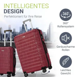 Hartschalen Kofferset Rom 3 & 4 tlg. Set mit schlagfester ABS-Hartschale, 360° Rollen
