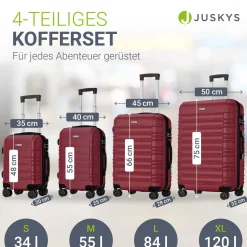 Hartschalen Kofferset Rom 3 & 4 tlg. Set mit schlagfester ABS-Hartschale, 360° Rollen