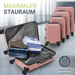 Hartschalen Kofferset Rom 3 & 4 tlg. Set mit schlagfester ABS-Hartschale, 360° Rollen