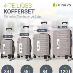 Hartschalen Kofferset Rom 3 & 4 tlg. Set mit schlagfester ABS-Hartschale, 360° Rollen
