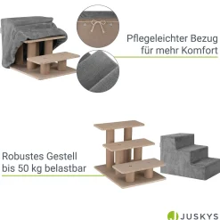 Haustiertreppe Timmy mit 3 Stufen 36 cm hohe Ein- und Ausstiegshilfe für Haustiere