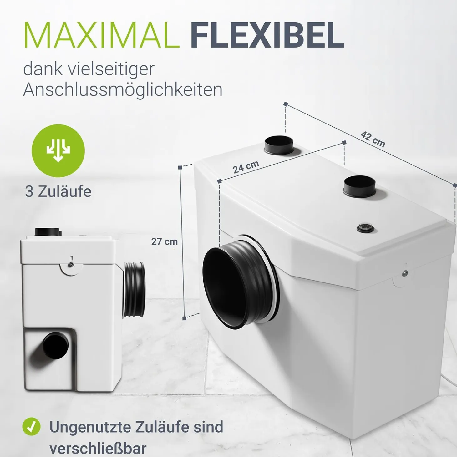 Hebeanlage 600 W Kleinhebeanlage zum Abpumpen von Schmutzwasser bis in 7 m Höhe