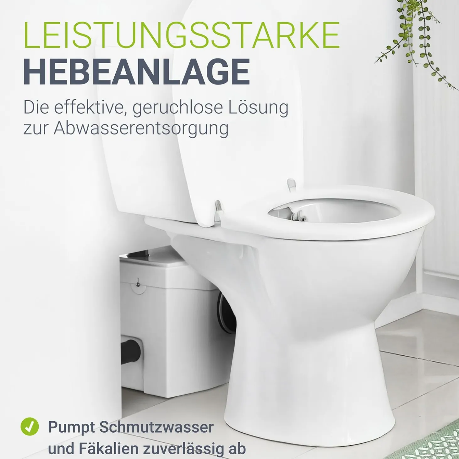 Hebeanlage 600 W Kleinhebeanlage zum Abpumpen von Schmutzwasser bis in 7 m Höhe