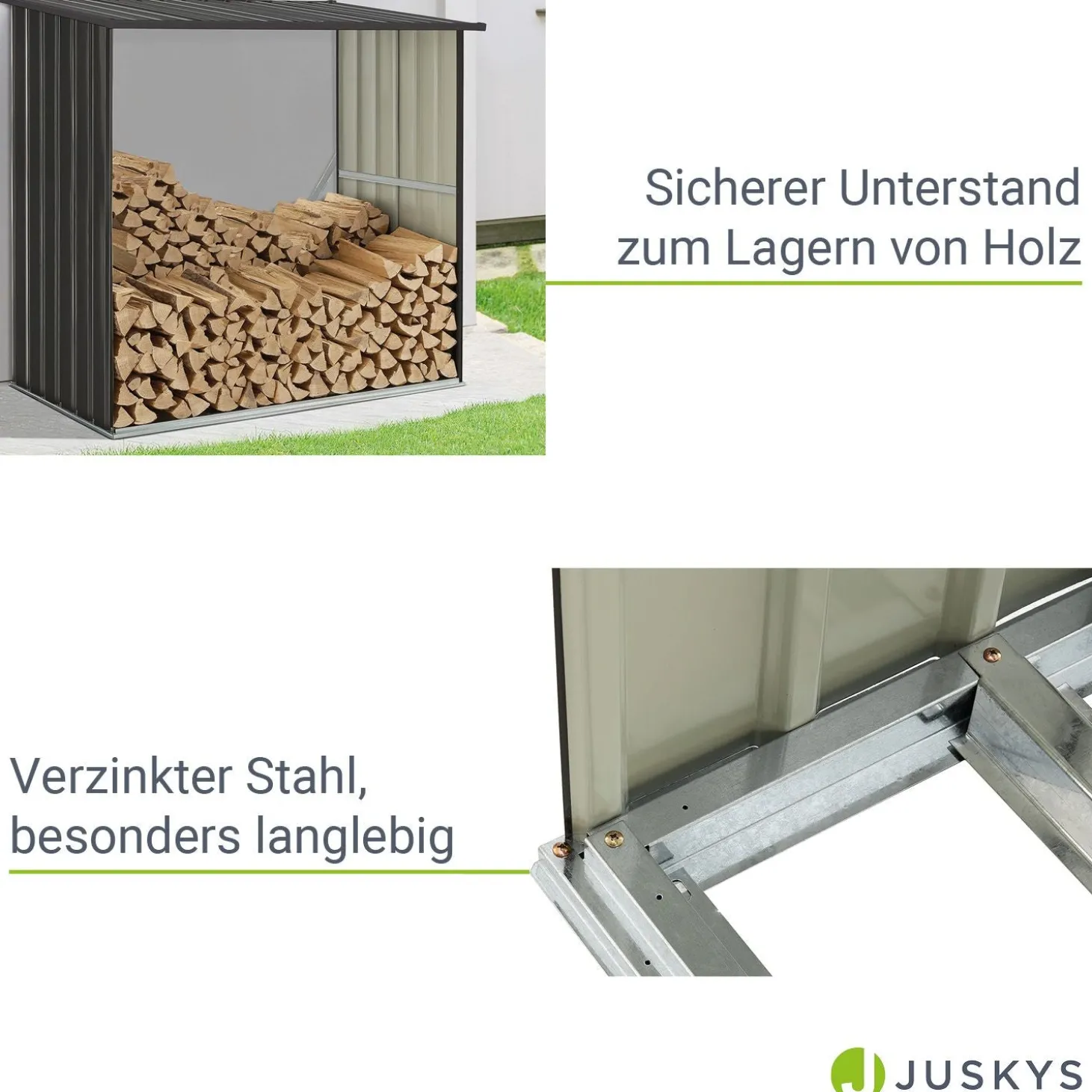 Holzunterstand Metall Enno Wetterfestes Kaminholzregal außen für Brennholz