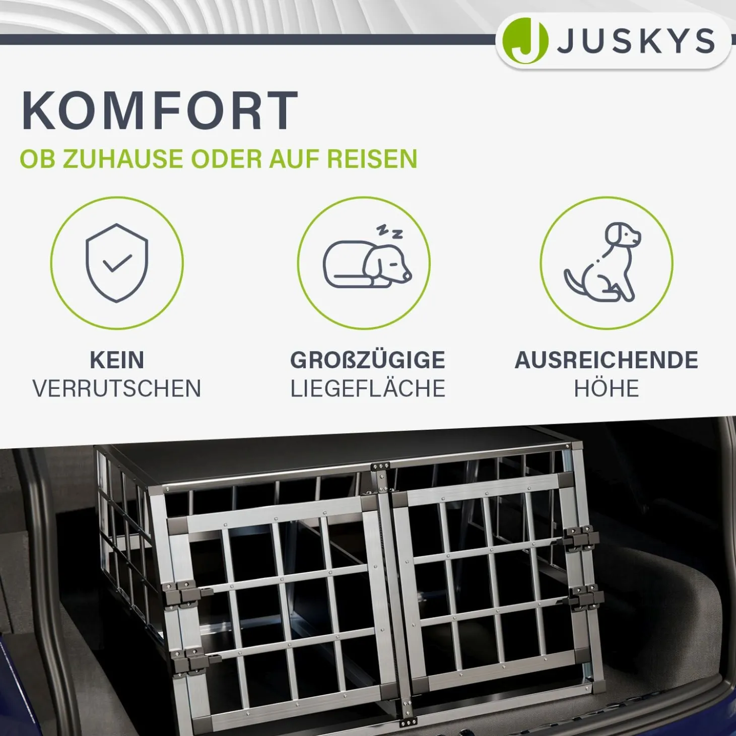 Hundebox Auto Hundetransportbox Alu für Kofferraum oder Rücksitz