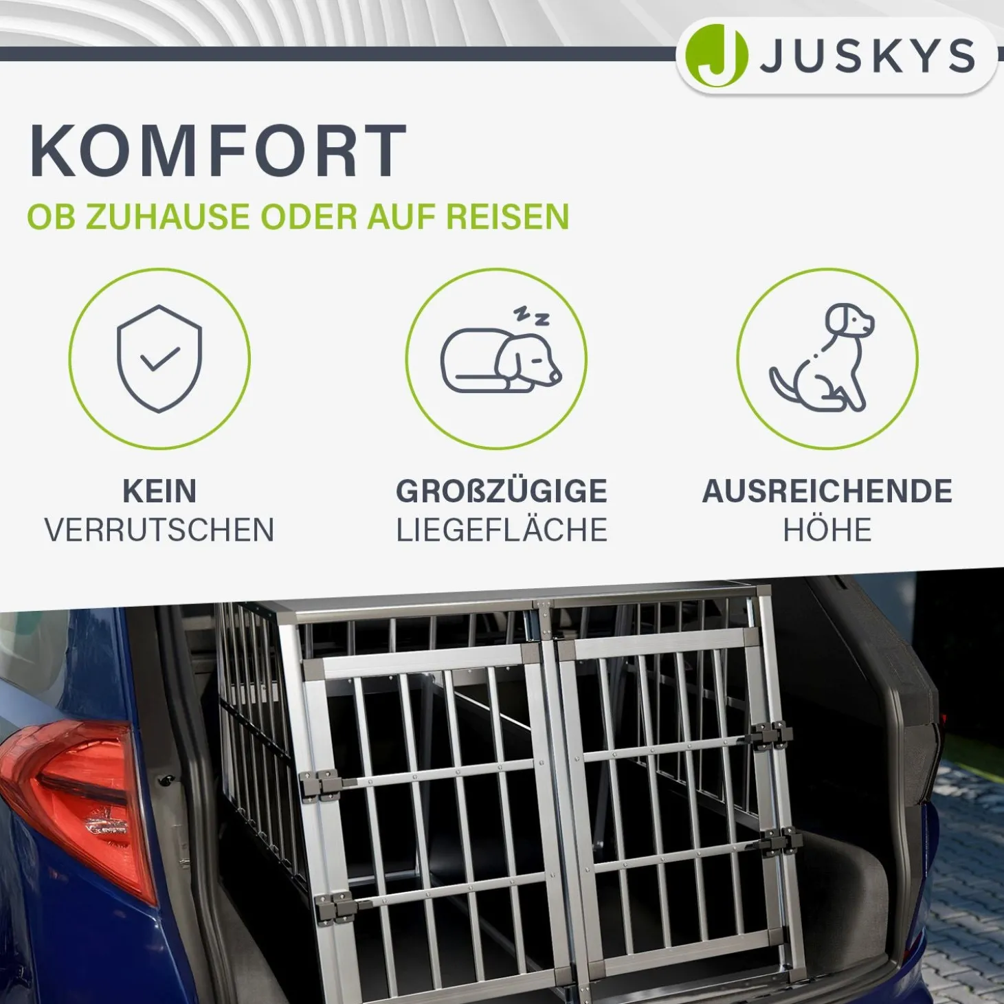 Hundebox Auto Hundetransportbox Alu für Kofferraum oder Rücksitz