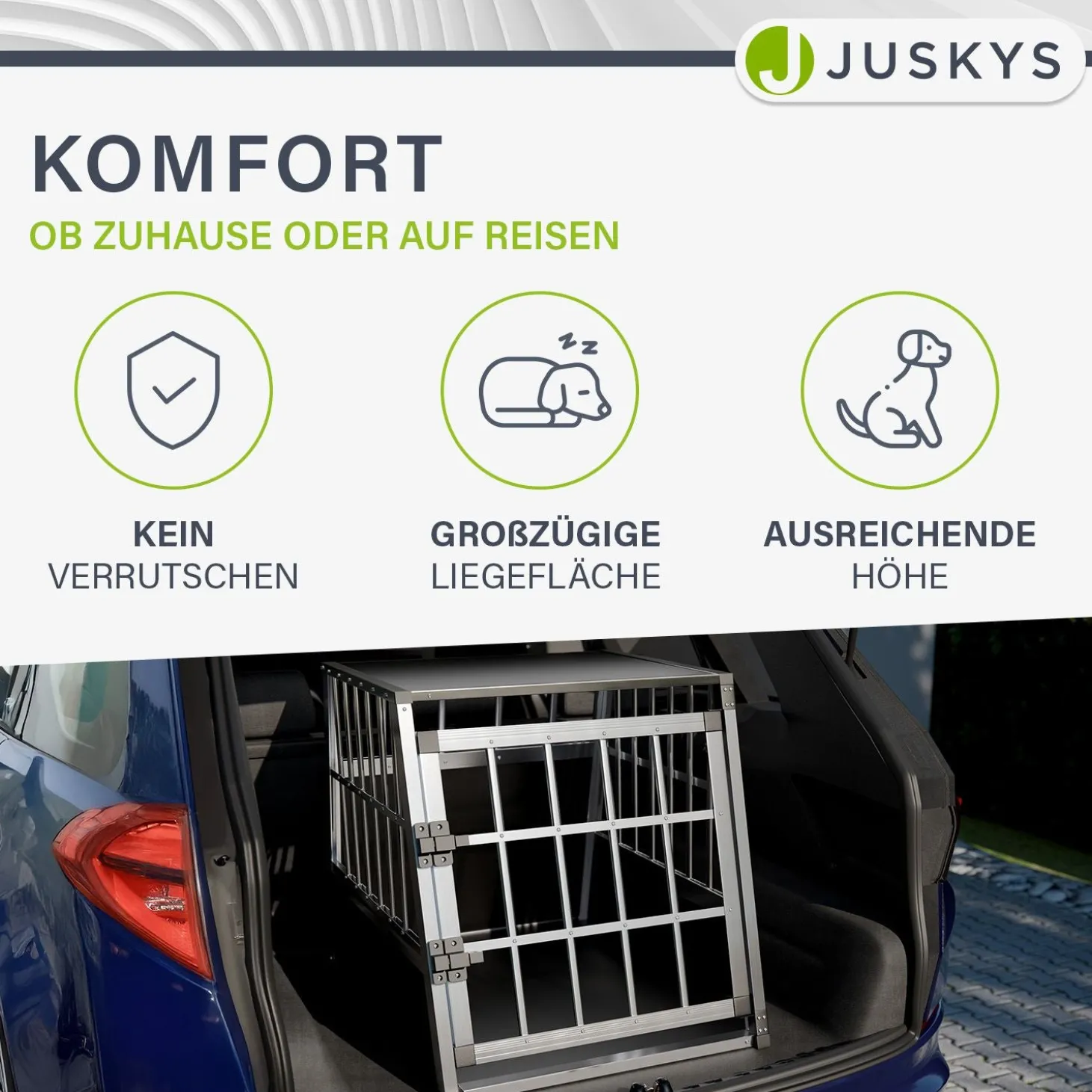 Hundebox Auto Hundetransportbox Alu für Kofferraum oder Rücksitz