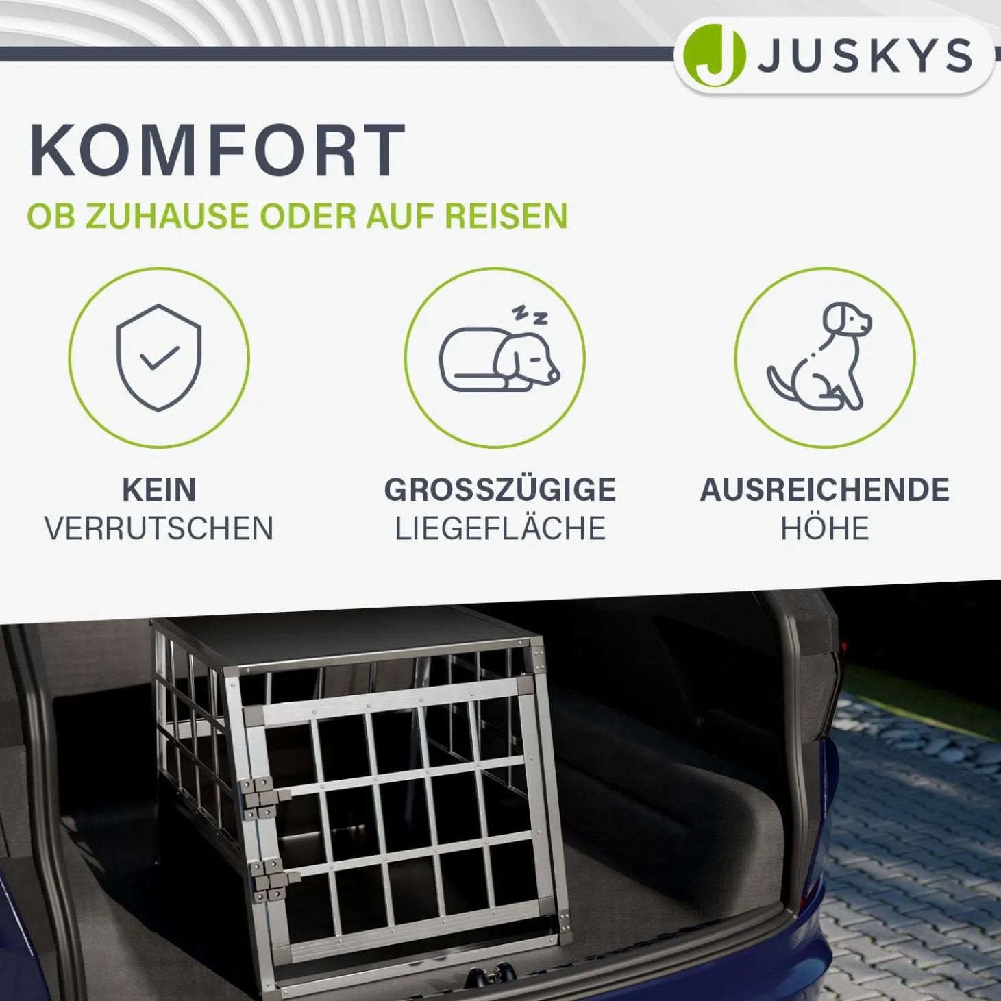 Hundebox Auto Hundetransportbox Alu für Kofferraum oder Rücksitz
