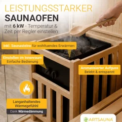 Indoor Sauna Espoo 150 Premium ↔ 150x150cm ↕ 200cm ⚟ 6 kW Saunaofen 유 3 Personen