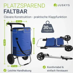 3in1 Einkaufstrolley - 56 L Kapazität Klappbarer Trolley für bequemes Shopping