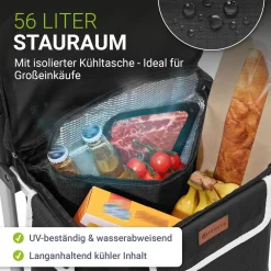 3in1 Einkaufstrolley - 56 L Kapazität Klappbarer Trolley für bequemes Shopping