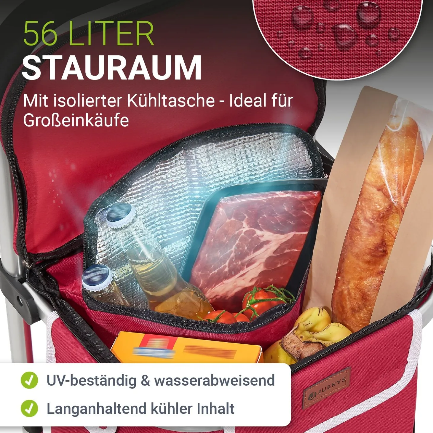 3in1 Einkaufstrolley - 56 L Kapazität Klappbarer Trolley für bequemes Shopping