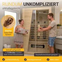Infrarotkabine Bergen 115 ↔ 115x105cm ↕ 190cm ⚟ Dimmbare Vollspektrumstrahler 유 2 Person