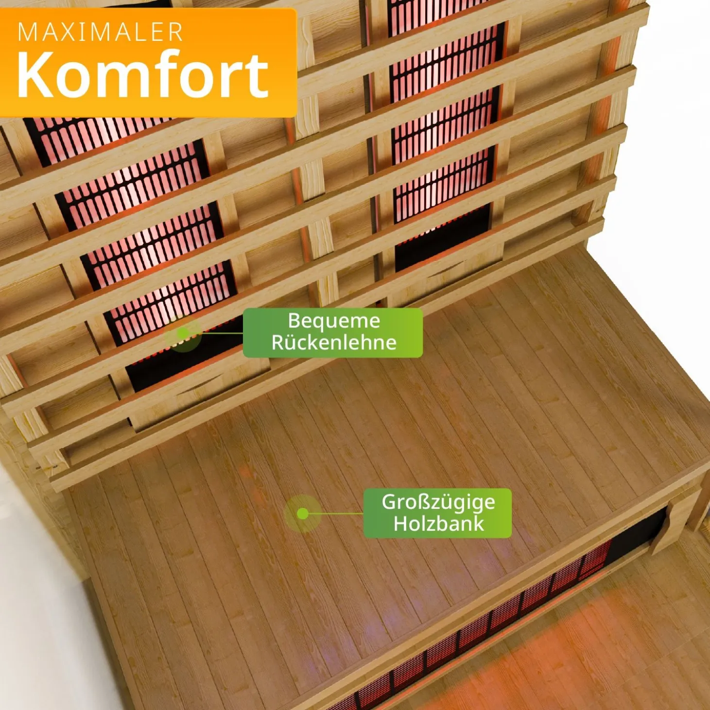 Infrarotkabine Göteborg Infrarotsauna mit Vollspektrumstrahler und LED-Beleuchtung