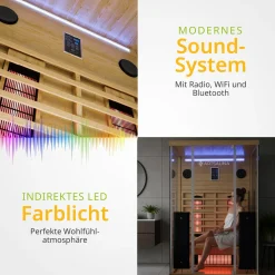 Infrarotkabine Göteborg Infrarotsauna mit Vollspektrumstrahler und LED-Beleuchtung