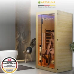 Infrarotkabine Kiruna 90 Premium ↔ 90x90cm ↕ 190cm ⚟ Dual Technologie 유 1 Person