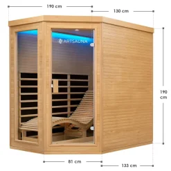 Infrarotkabine Kolding ↔ 130x190cm ↕ 190cm ⚟ Dual-Heizsystem 유 2 Personen