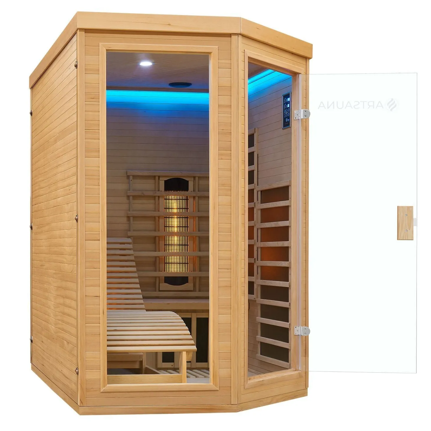 Infrarotkabine Kolding ↔ 130x190cm ↕ 190cm ⚟ Dual-Heizsystem 유 2 Personen
