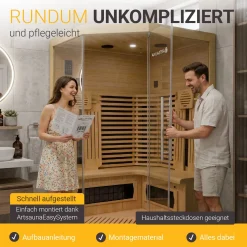 Infrarotkabine Malmö 140 ↔ 140 x 140 cm ↕ 190 cm ⚟ Dual-Technologie dimmbar 유 3 Person
