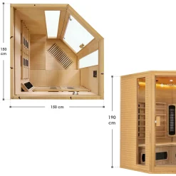 Infrarotkabine Nyborg E150K ↔ 150x150cm ↕ 190cm ⚟ Dual Technologie 유 4 Personen