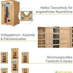 Infrarotkabine Oslo mit Triplex-Heizsystem ↔ 120x100cm ↕ 190cm ⚟ Triplex-Heizsystem 유 2 Personen
