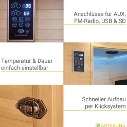 Infrarotkabine Oslo mit Triplex-Heizsystem ↔ 120x100cm ↕ 190cm ⚟ Triplex-Heizsystem 유 2 Personen