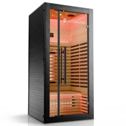 Infrarotkabine Trondheim 90 - Schwarz ↔ 90 x 90 cm ↕ 190 cm ⚟ Dual-Technologie dimmbar 유 1 Person