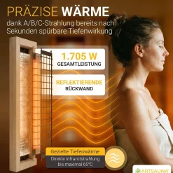 Infrarotkabine Trondheim 90 - Schwarz ↔ 90 x 90 cm ↕ 190 cm ⚟ Dual-Technologie dimmbar 유 1 Person