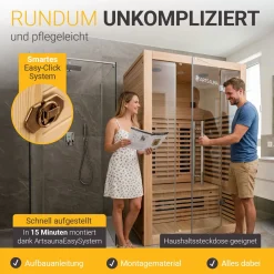 Infrarotkabine Trondheim 120 ↔ 120 x 105 cm ↕ 190 cm ⚟ Dual-Technologie dimmbar 유 2 Person