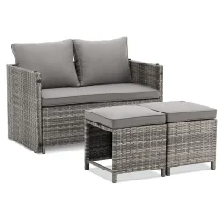 2in1 Polyrattan Gartenmöbel Jamaika Lounge-Set für kleine Balkone aus langlebigem Polyrattan