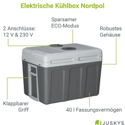 Kühlbox Nordpol Elektrische Kühlbox mit praktischem 12 V und 230 V Anschluss