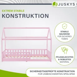 Kinderbett Marli 90 x 200 cm Hausbett mit Rausfallschutz, Lattenrost und Dach