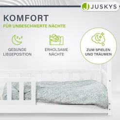 Kinderbett Marli 80 x 160 cm Hausbett mit Rausfallschutz, Lattenrost und Dach