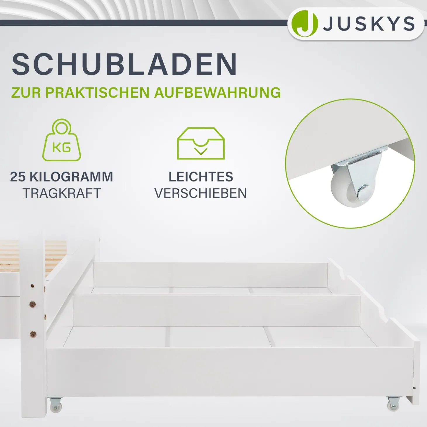 Kinderbett Marli 80 x 160 cm mit Bettkasten Hausbett mit Dach, Lattenrost, Rausfallschutz & Stauraum