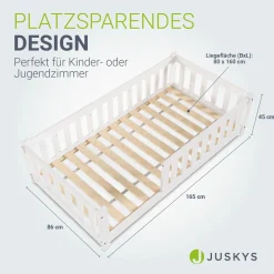 Kinderbett Naya Bodenbett aus Holz für Kinder - mit Lattenrost & Rausfallschutz