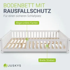 Kinderbett Naya Bodenbett aus Holz für Kinder - mit Lattenrost & Rausfallschutz