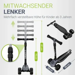 Kinderroller Lumox Roller für Kleinkinder ab 3 Jahren mit LED-Leuchträdern