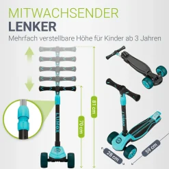 Kinderroller Lumox Roller für Kleinkinder ab 3 Jahren mit LED-Leuchträdern