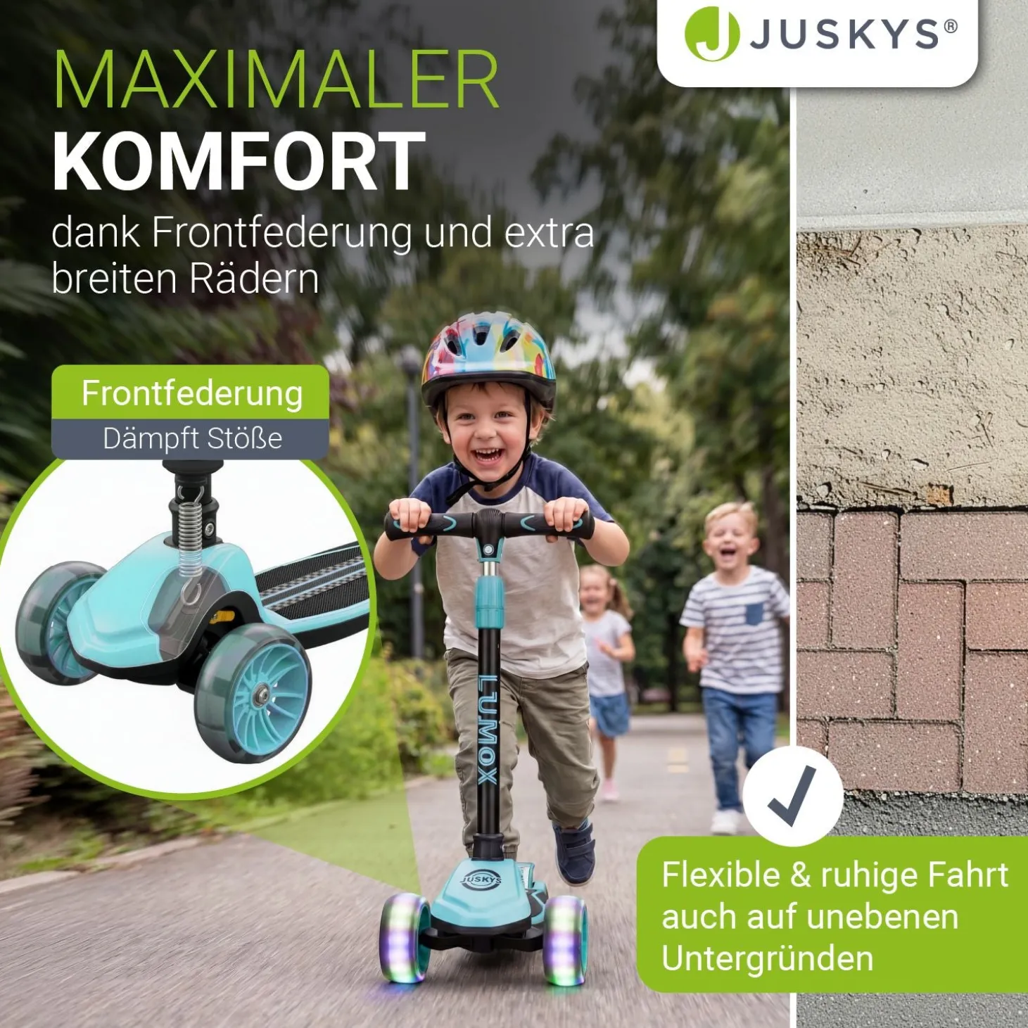 Kinderroller Lumox Roller für Kleinkinder ab 3 Jahren mit LED-Leuchträdern
